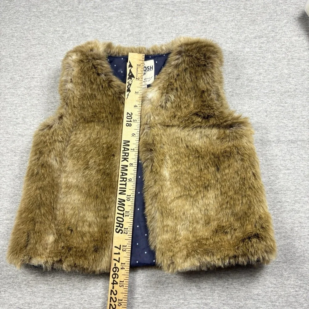 OshKosh B'gosh Girl's Shaggy Faux Fur Vest 4T Bougie Retro Toddler Washable
